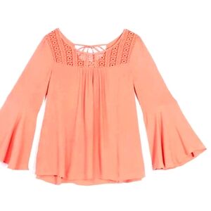 Haute Hippie Tribe 'Gemma' Woven Blouse with Embroidery, Coral Large